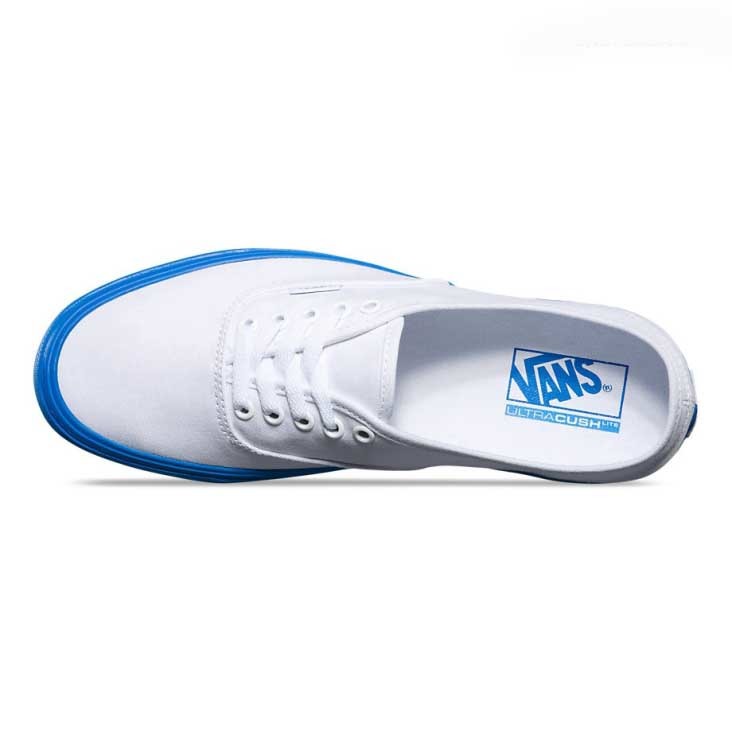 white vans with blue sole