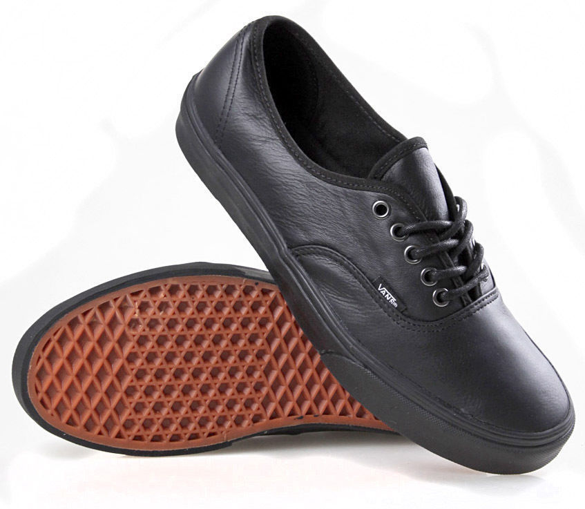 vans all black leather shoes cheap online