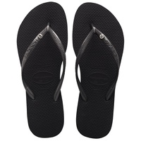 HAVAIANAS SLIM BLACK / BLACK CRYSTAL Thongs Sandals WOMENS Flip Flops HSBS0090F