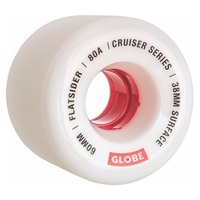 GLOBE SKATEBOARD WHEEL FLATSIDER 60MM 80A SOFT CRUISER WHEEL WHITE / RED