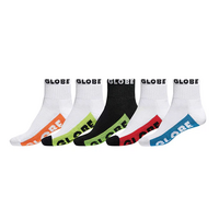 GLOBE JUNIOR MULTI BRIGHT CREW SOCK KIDS SIZE 8-12  SOCKS 5 PACK BOYS