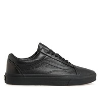 VANS KIDS OLD SKOOL LEATHER BLACK BLACK SIZE 11 - 16.5CM FREE POSTAGE