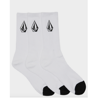 Volcom - White Full Stone Youth Size 2.5 - 5.5 Socks 3 Pack sock