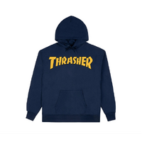 Thrasher - Cover Logo Navy / Yellow Jumper Hoody Hoodie Pullover Fleece