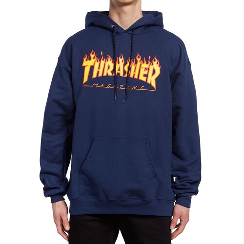 THRASHER SKATEBOARD MAGAZINE HOOD NAVY FLAME PRINT AUSTRALIAN SELLER SKATE SHOP