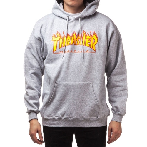 THRASHER SKATEBOARD MAGAZINE HOOD GREY FLAME PRINT AUSTRALIAN SELLER SKATE SHOP