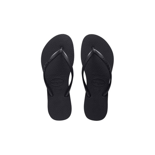 HAVAIANAS SLIM Logo Pop -  Up BLACK / White / Black Thongs Sandals WOMENS Flip Flops [Size: 37/38 = US 7/8 WOMENS]