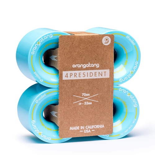 ORANGATANG LONGBOARD WHEELS 4 PRESIDENT 70MM BLUE 77A  AUSTRALIAN SELLER