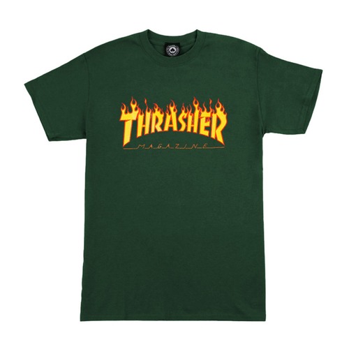 Thrasher Flame T-Shirt Tee New Forest Green Skate Shop Aust Seller Thrasher Mag 110103S [Size: M]
