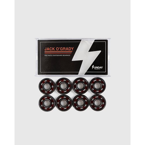 SUNDAY HARDWARE BEARINGS PRO RATED JACK O'GRADY SHIELDLESS SKATEBOARD SKATE CRUISER LONGBOARD BLACK NEW FREE POST KINGPIN SKATE SHOP