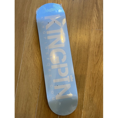 KINGPIN SKATEBOARD DECK original print LIGHT BLUE ASST SIZES FREE GRIPTAPE [Size: 8.25]