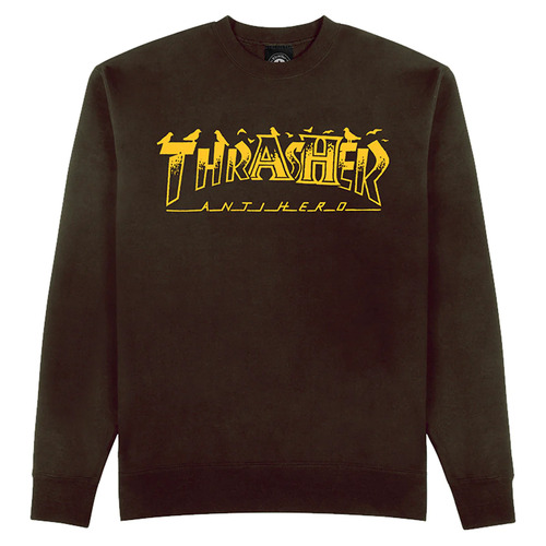 Thrasher ANTI HERO pigeon mag crewneck dark chocolate Jumper Pullover