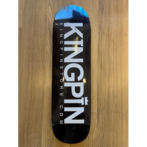 KINGPIN SKATE SHOP pool shape SKATEBOARD DECK black stain 8.75 x 32.5 WB 14.75 