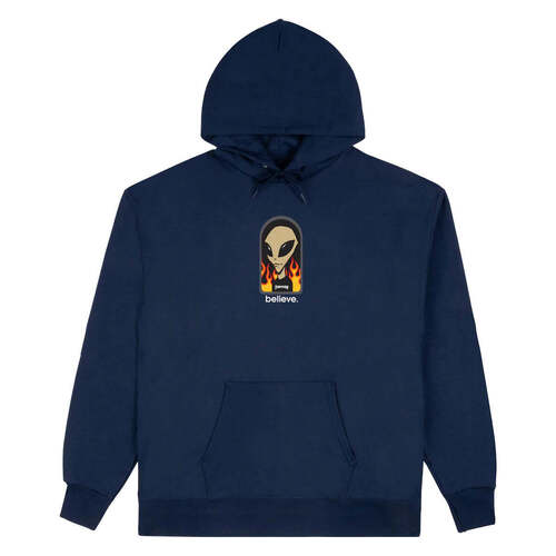 Thrasher Alien Workshop Believe Hood Jumper NAVY Hoodie Pullover AWS [Size: L]