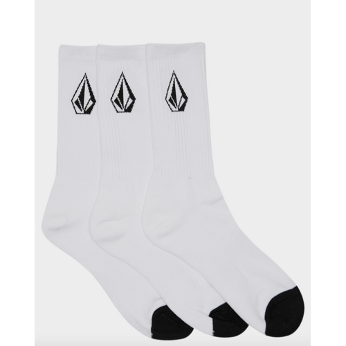 Volcom - White Full Stone Youth Size 2.5 - 5.5 Socks 3 Pack sock