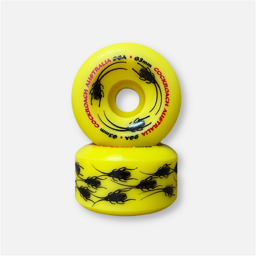 COCKROACH wheels ORIGINALS 63MM 96A YELLOW OLD SCHOOL 1988 shape skate board wheels