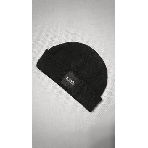 Kingpin Skate Supply Beanie Sleek Black Label Black Skateboard Hat