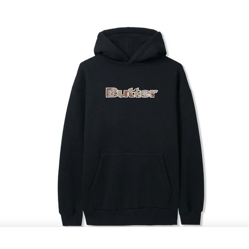 Butter Goods - Logo Camo Applique Black Hoodie Hood Fleece Buttergoods [Size: L]