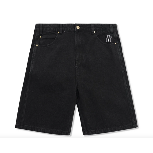 Butter Goods - Lock Denim Shorts Flat Black Buttergoods Jorts [Size: 32]