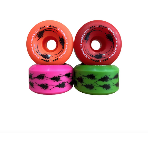 COCKROACH - wheels ORIGINALS Party Mix 63MM 96A OLD SCHOOL 1988 shape skate board wheels