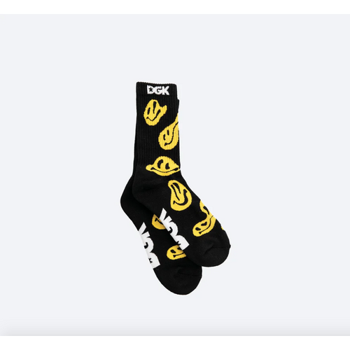 DGK - Crew Sock Drip Black / Yellow Pair OSFA