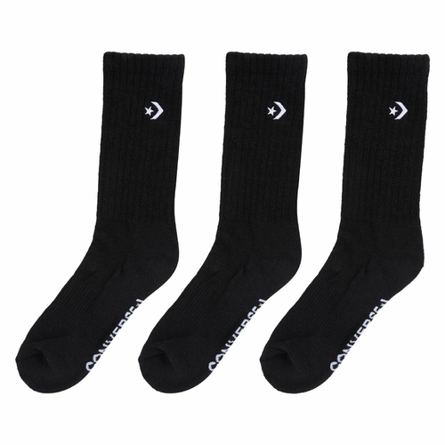 CONVERSE CONS SOCKS 3 PACK BLACK SIZE US 11-14 NEW