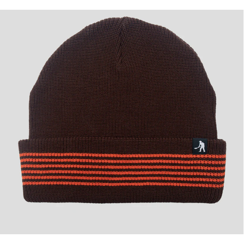 Pass~Port Organic Cotton Stripe Knit Beanie - Chocolate / Orange PASSPORT