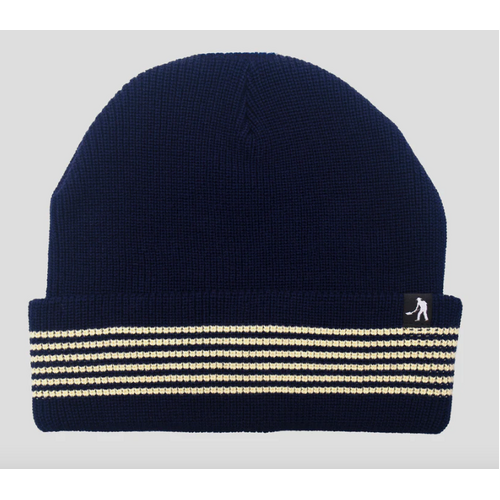 Pass~Port Organic Cotton Stripe Knit Beanie - Navy / Cream