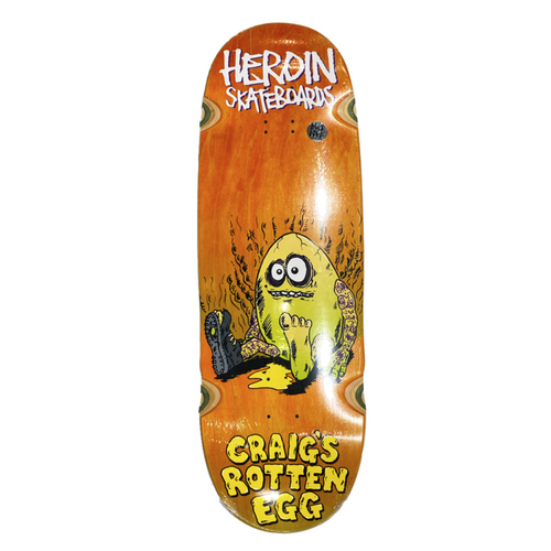 Heroin - Heroin Craigs Rotten Egg Orange 10.0 Skateboard Deck Shaped