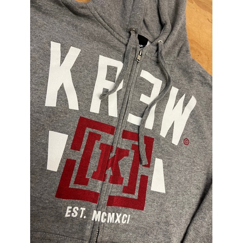 KR3W lock up zip fleece hood hoody gunmetal grey Krew Skateboard apparel