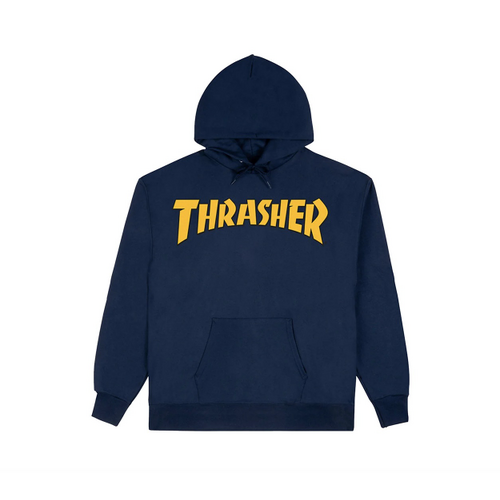 Thrasher - Cover Logo Navy / Yellow Jumper Hoody Hoodie Pullover Fleece