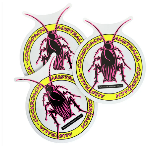 COCKROACH logo sticker SMALL 3'' X 3.75'' PINK / YELLOW AUSTRALIA