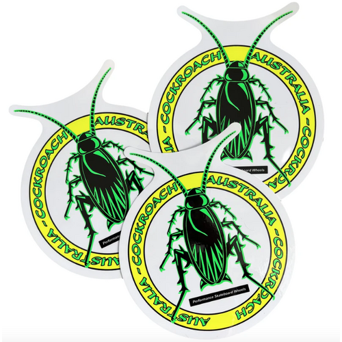 COCKROACH logo sticker SMALL 3'' X 3.75'' GREEN / YELLOW AUSTRALIA